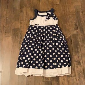 Blue dress with white dots